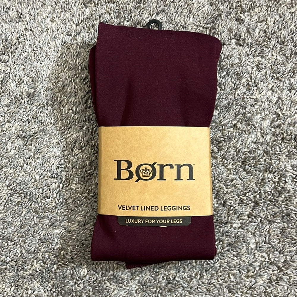 Born Burgundy Velvet Lined Leggings Sz S/M NWT